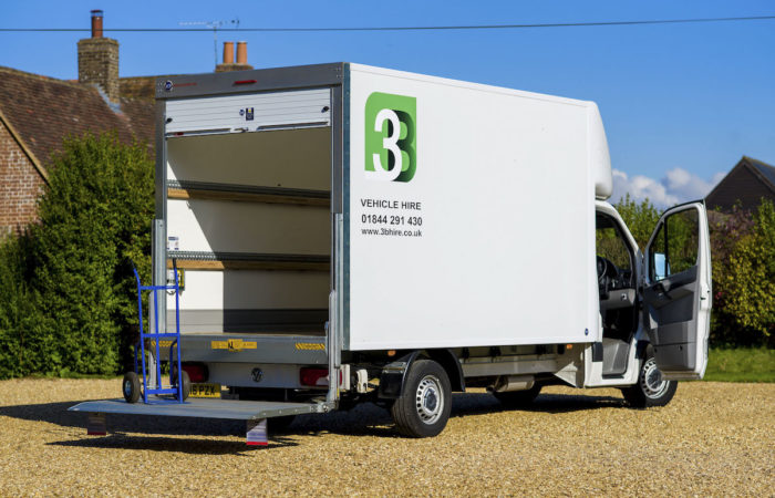 A large, box van with tail lift